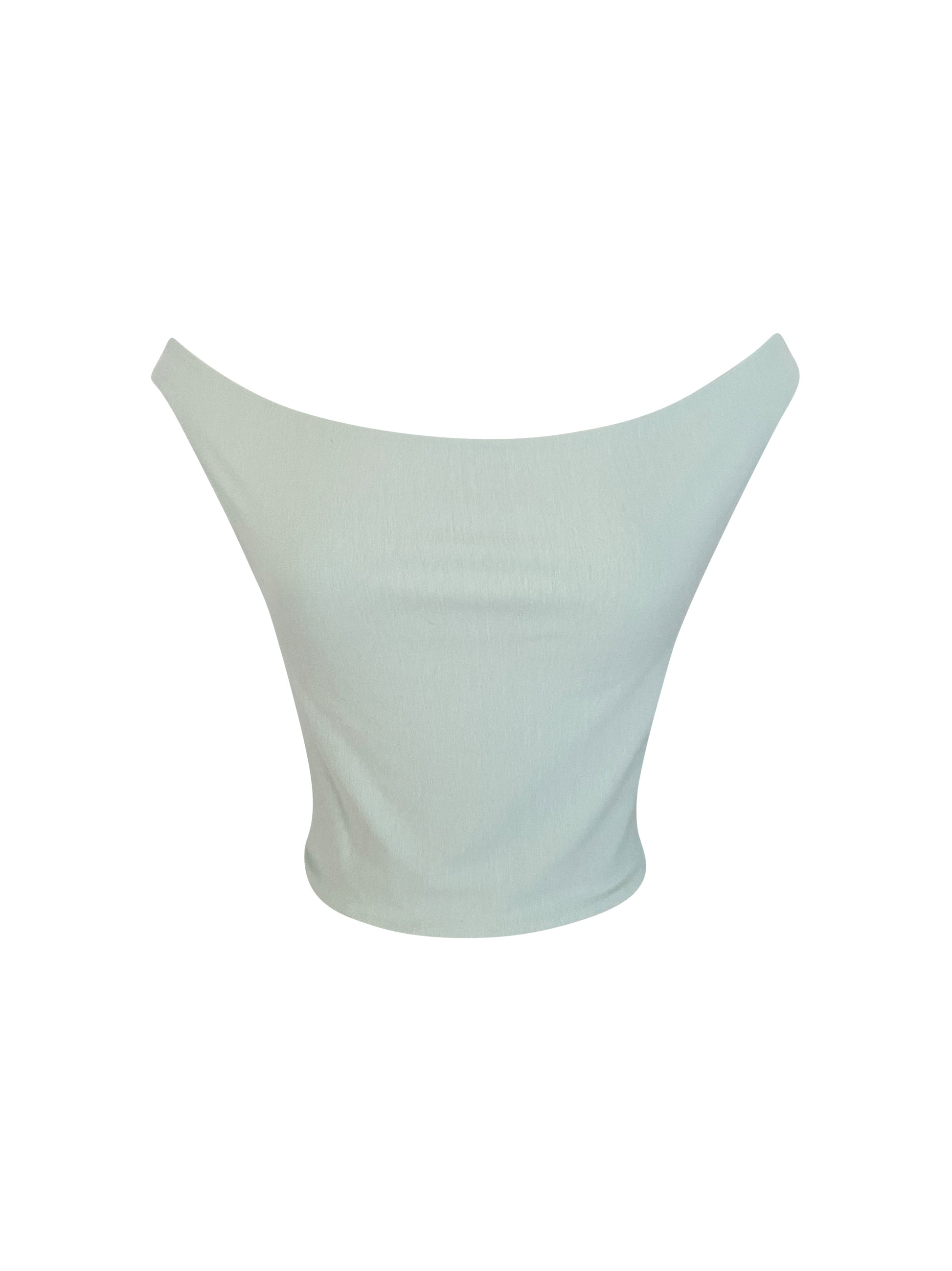 Organic Cotton Sage Off the Shoulder Crop top