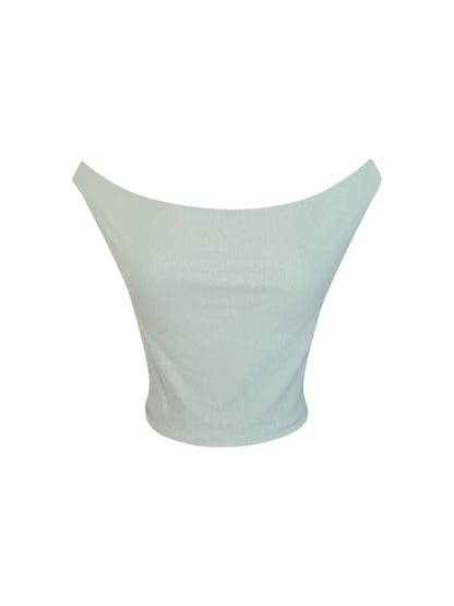 Organic Cotton Sage Off the Shoulder Crop top