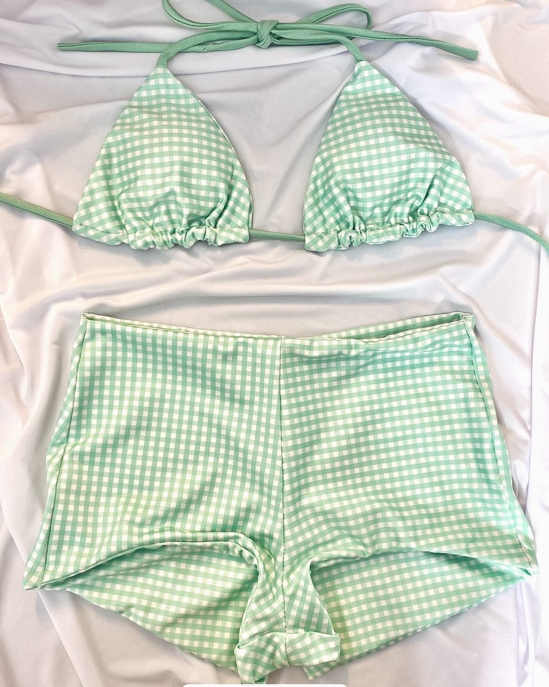 Green Gingham shorty set - Small - effy the label